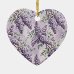 Lilacs Lilac Blossoms Sage Green Dusty Lavender Ceramic Ornament