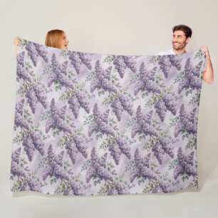 Lilacs Lilac Blossoms Sage Green Dusty Lavender Fleece Blanket