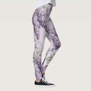 Lilacs Lilac Blossoms Sage Green Dusty Lavender Leggings