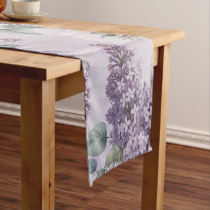 Lilacs Lilac Blossoms Sage Green Dusty Lavender Medium Table Runner