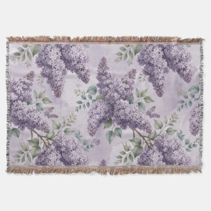 Lilacs Lilac Blossoms Sage Green Dusty Lavender Throw Blanket