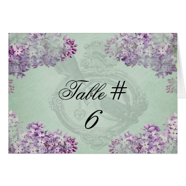 Lilacs Locket Customized Table Number Cards (Front Horizontal)