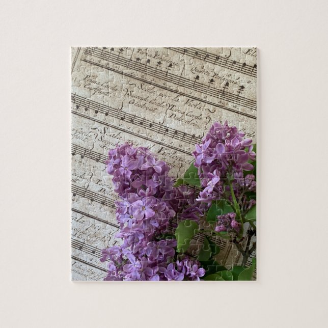 Lilacs on old sheet music jigsaw puzzle (Vertical)