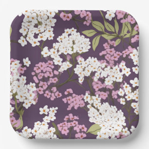 Lilacs On Purple Paper Plate