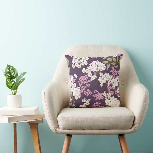Lilacs On Purple Throw Pillow (Chair)