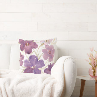 Lilacs on watercolor  throw pillow