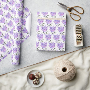 Lilacs Purple Flowers Watercolor Nature Pattern Wrapping Paper