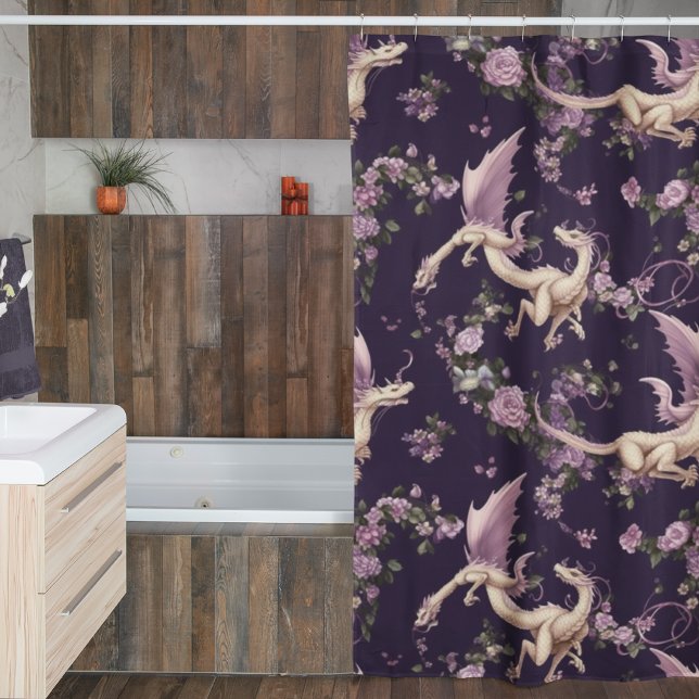 Lilacs, Roses et Dragons blancs Douche rideau (Créateur téléchargé)