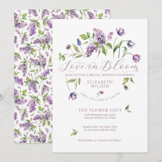 Lilacs & Spring Flowers Bridal Shower Invitation