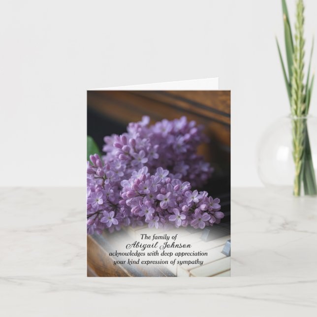 Lilacs sur vieux piano pour le Merci de la sympath (Devant)