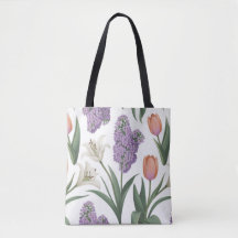 Lilacs Tulips Lilies Shopping Errand Sac fourre-to