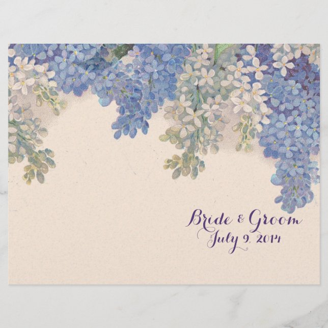 Lilacs vintage Programme de mariage plié (Devant)
