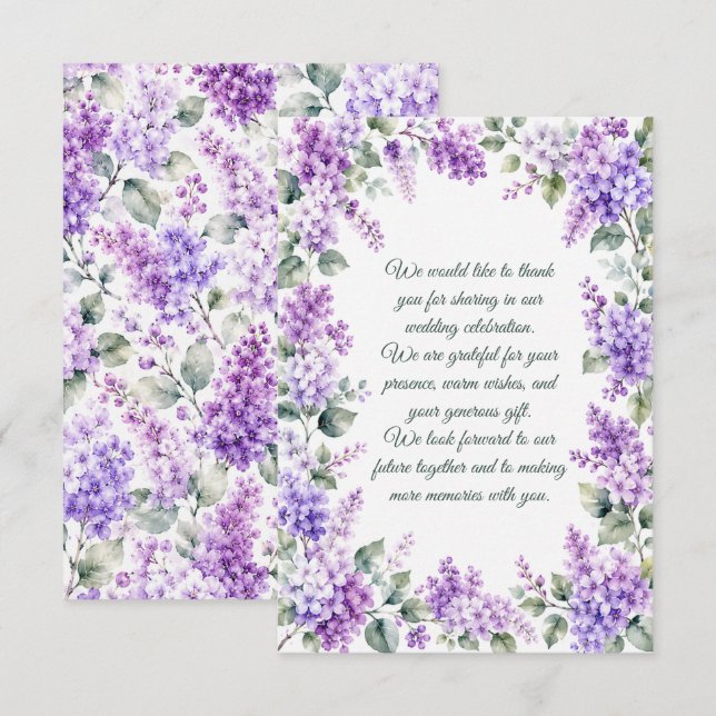 Lilacs Wedding Card (Front/Back)