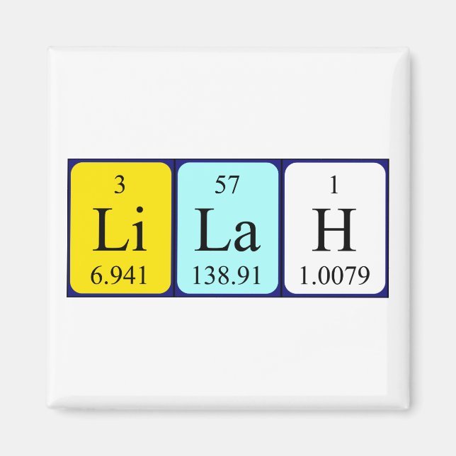 Lilah periodic table name magnet (Front)