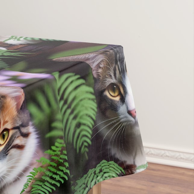 Lilah The Tabby Cat In The Fernery, Tablecloth (In Situ)