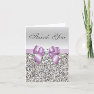 Lilas Faux Bow Sequins Argent Merci