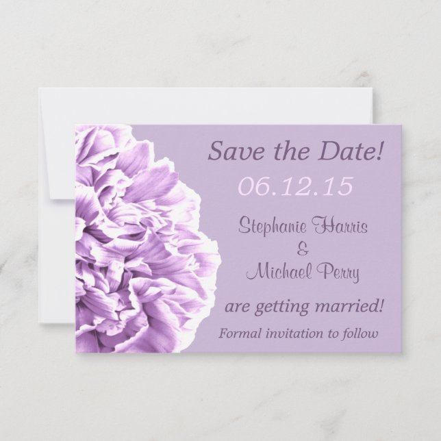 Lilas Paeonia Save the Date Mariage (Devant)
