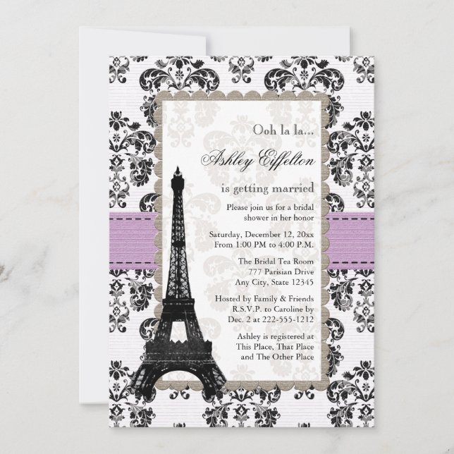 Lilas parisien et invitations noires de Fête de la (Devant)
