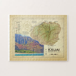 L'île de la carte de puzzle de Kauai [cru inspiré]