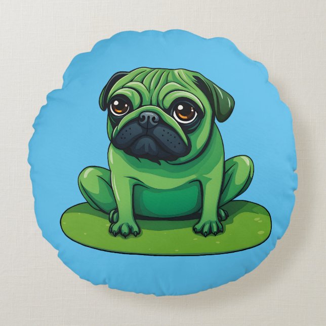 Lili Pug Round Pillow (Front)