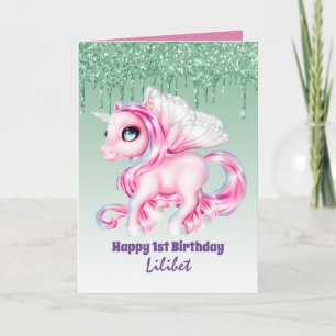 Lilibet 1st Birthday Cards - Princess Unicorns
