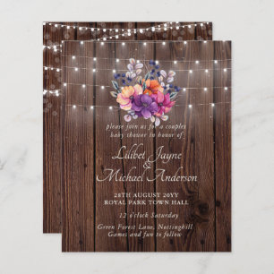 Lilibet Baby Shower Invite - Rustic Orange Purple