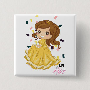 Lilibet Named Golden Princess Girl Gifts 2 Inch Square Button