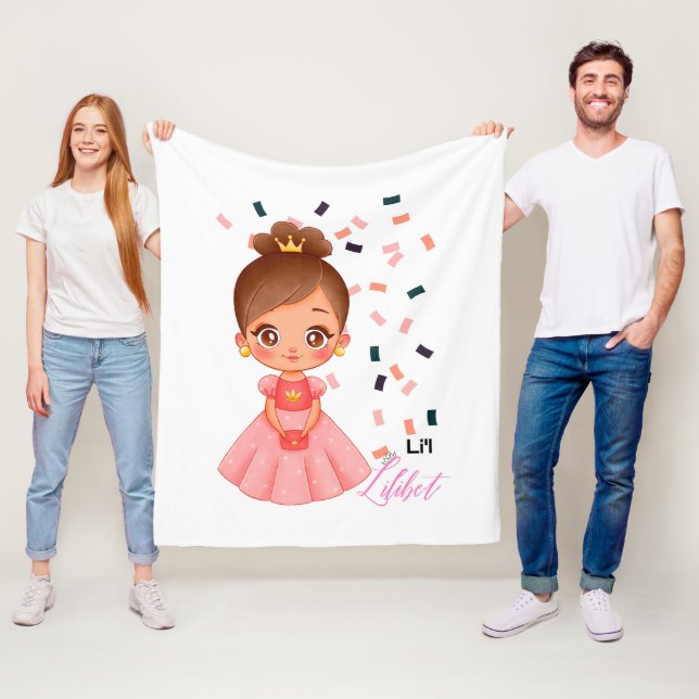 Lilibet Named Peach Princess Gifts for Girls Fleece Blanket (In Situ)
