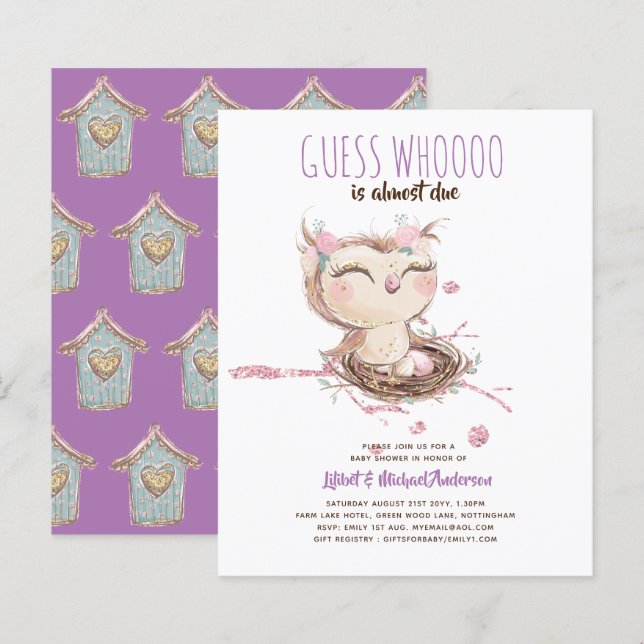 Lilibet Owl Baby Girl Shower (Front/Back)