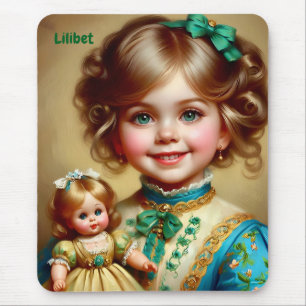 LILIBET ~Pretty Vintage Girl and Doll ~ Mousepad