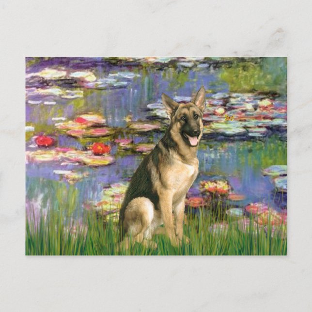 Lilies 2 - German Shepherd 2 Postcard (Front)