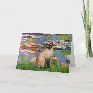 Lilies 2 - Seal Point Siamese cat Card