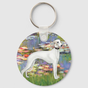 Lilies 2 - White Whippet (11b) Keychain