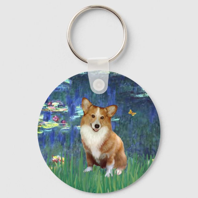 Lilies #5 - Pembroke Welsh Corgi 1 Keychain (Front)