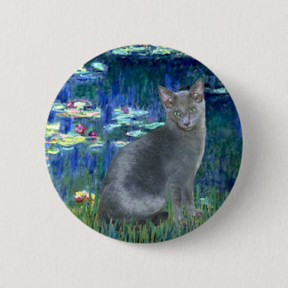 Lilies 5 - Russian Blue cat 2 Inch Round Button