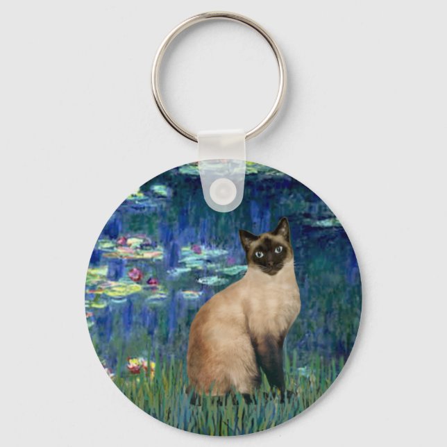 Lilies 5 - Seal Point Siamese cat Keychain (Front)