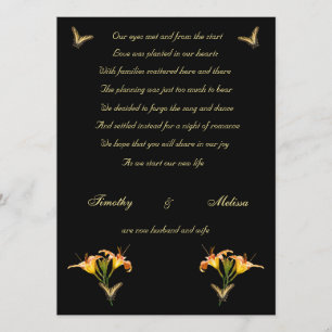 Lilies and Butterflies elopement announcement
