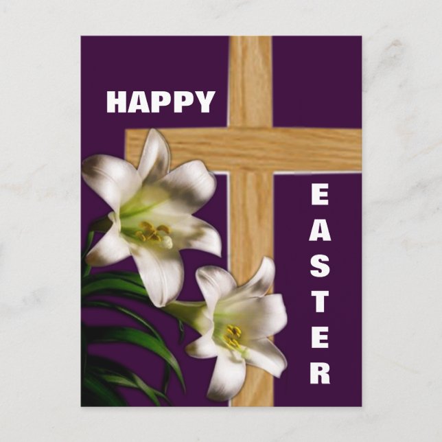 Lilies and Cross Easter Post Card (Front)