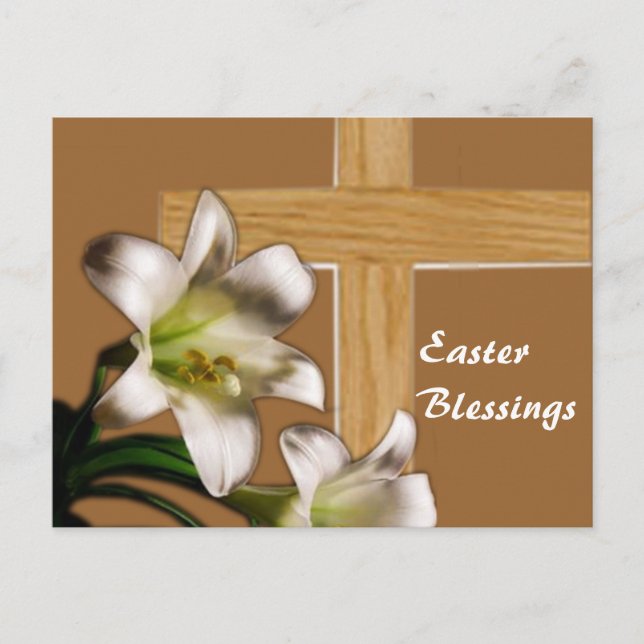 Lilies and Cross Easter Post Card (Front)
