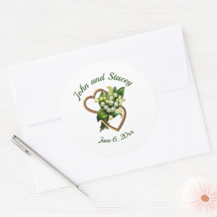 Lilies and Heart Romantic Classic Round Sticker