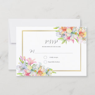 Lilies aquarelle fleurs mariage rsvp