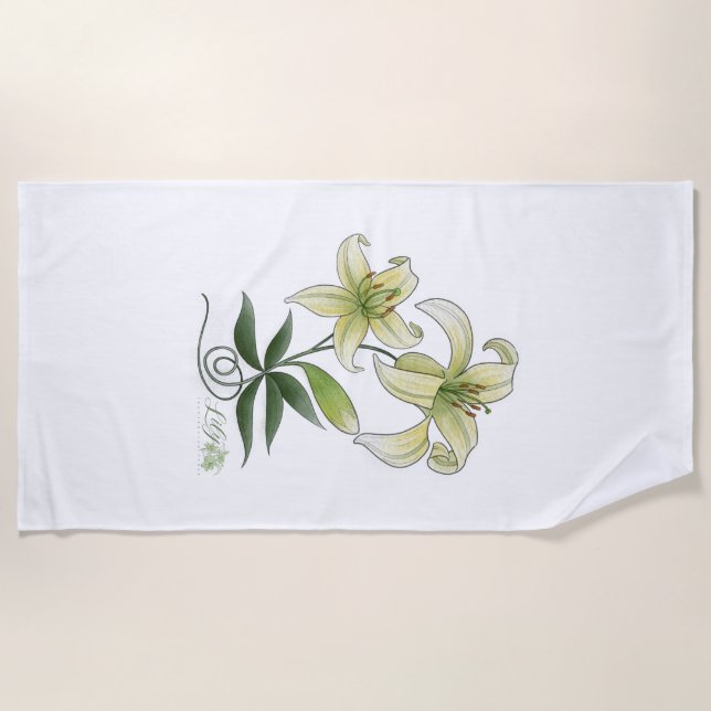 Lilies Beach Towel (Front)