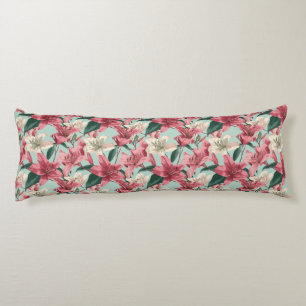 Lilies Botanical Decorative Design Romantic Nexk Body Pillow