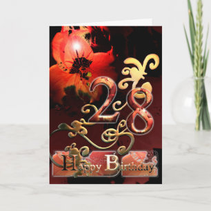 Lilies Dream flower Happy  28 Birthday ornate Card