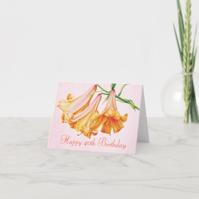 "Lilies" fine art 40th Birthday card (Front)
