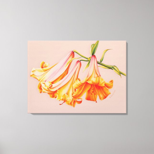"Lilies" fine art botanical canvas print medium (Front)