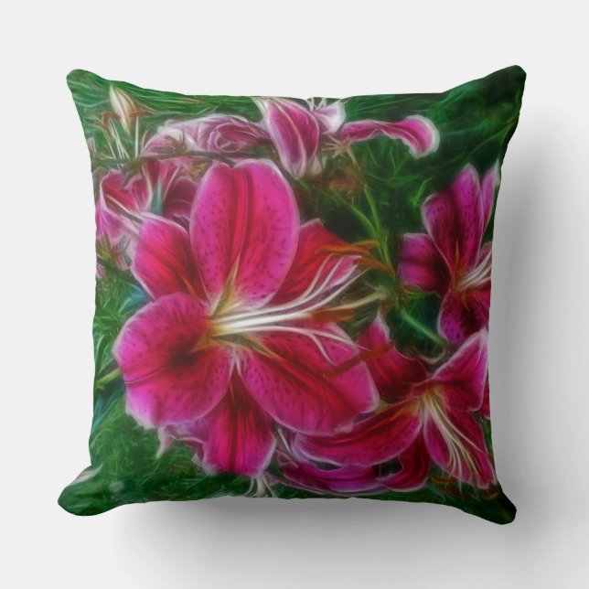 Lilies - Garden Flowers Flora Art Gifts Throw Pillow (Front)