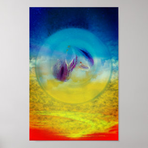 Lilies heart, abstract surreal artwork poster