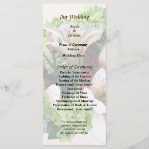 Lilies, Hydrangea and Berries Wedding Program