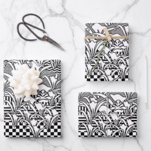 Lilies In Black And White Wrapping Paper Sheet